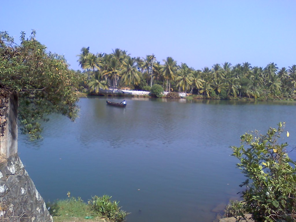  ranquil backwaters, swaying coconut palms, fishing units and frequent ferry services in West Kallada